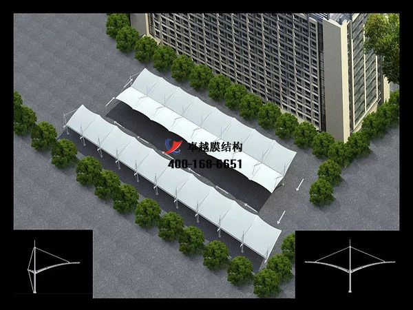    婁底<font color='red'>膜結構車棚</font>【婁底市水業有限責任公司-停車棚】工程實例